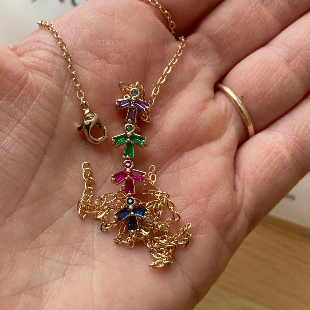 Pretty Bird Multicolor Angel Necklace on Gold Plated Chain